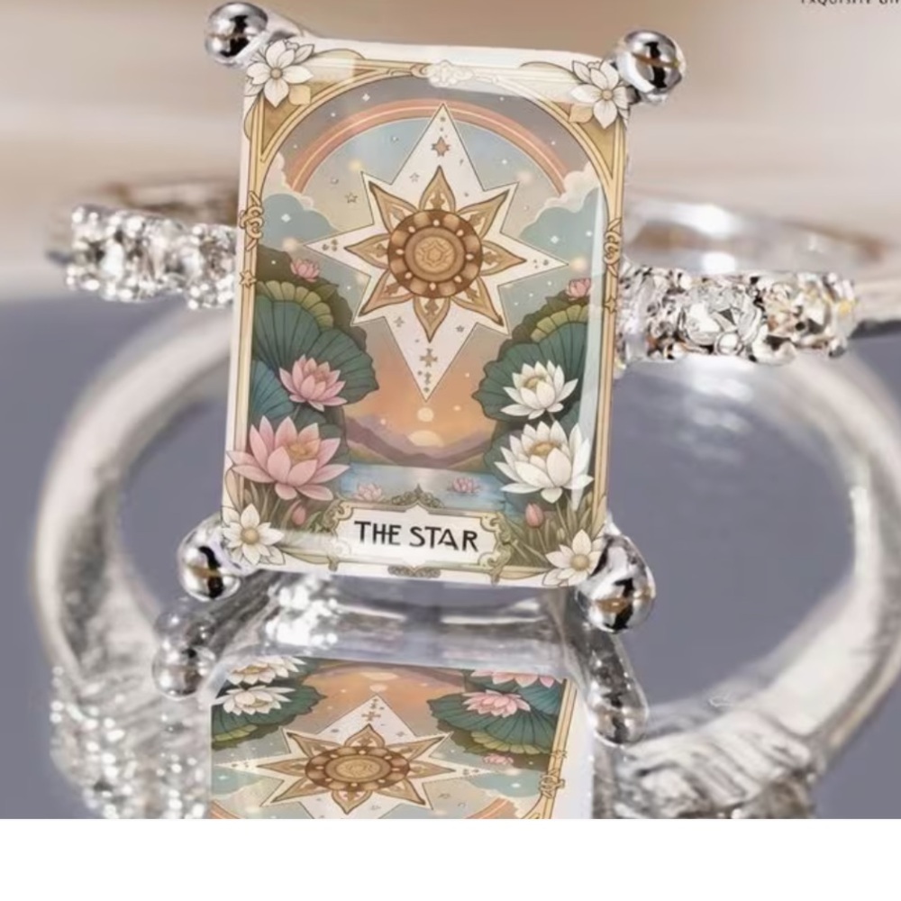 Soon NEW ! 10/3 🌟The Star Tarot Rectangular Crystal Ring in Multi-Color